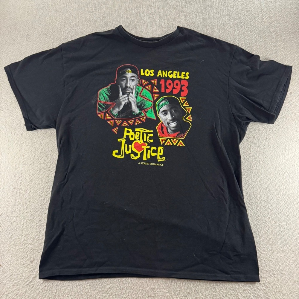 Poetic Justice Graphic T-Shirt Mens L Black Excellent Tupac 1993 LA Streetwear